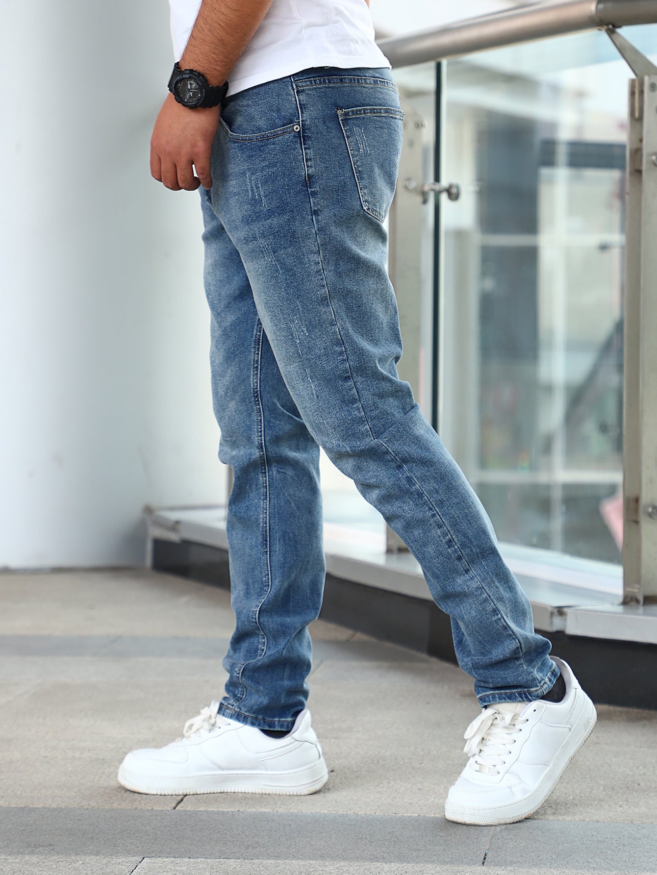 Men’s Gray Stretch Skinny Jeans — Slim Fit Denim