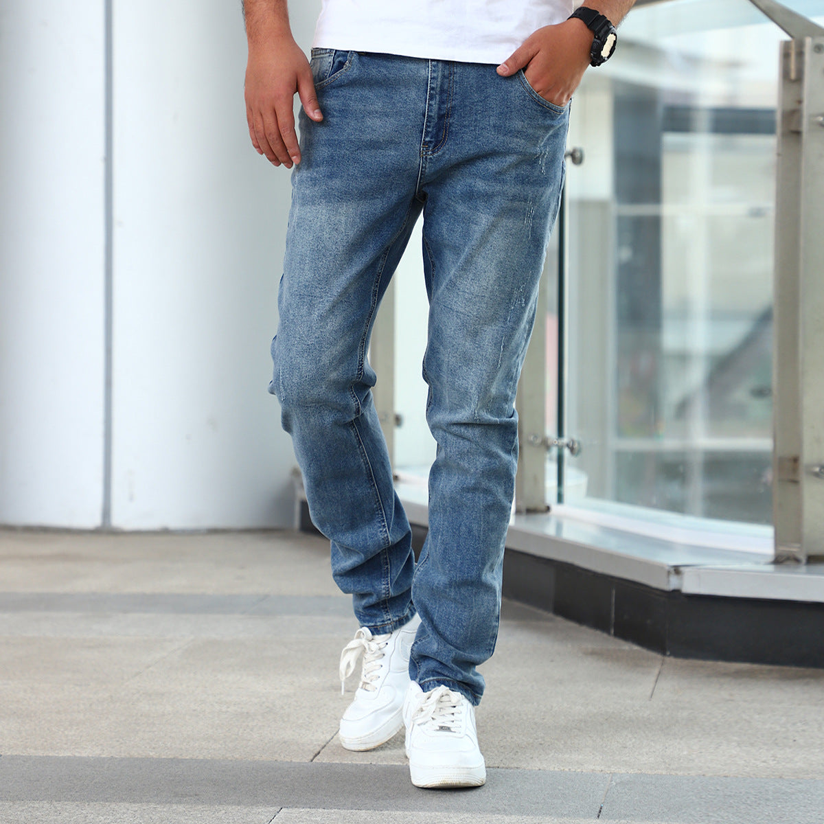 Men’s Gray Stretch Skinny Jeans — Slim Fit Denim