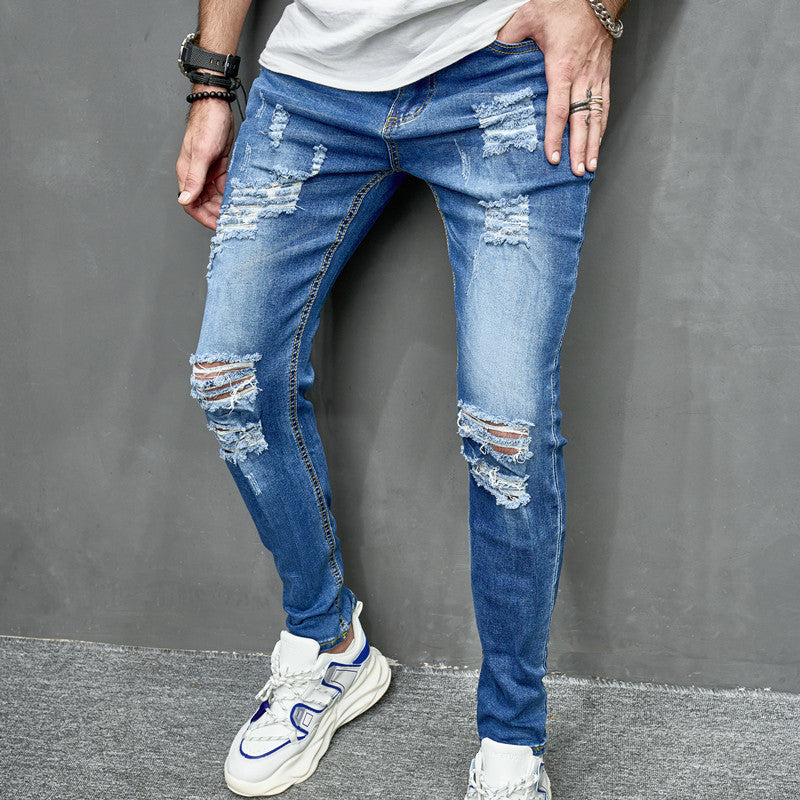 Men’s Distressed Slim Fit Jeans — Stretch Street Denim