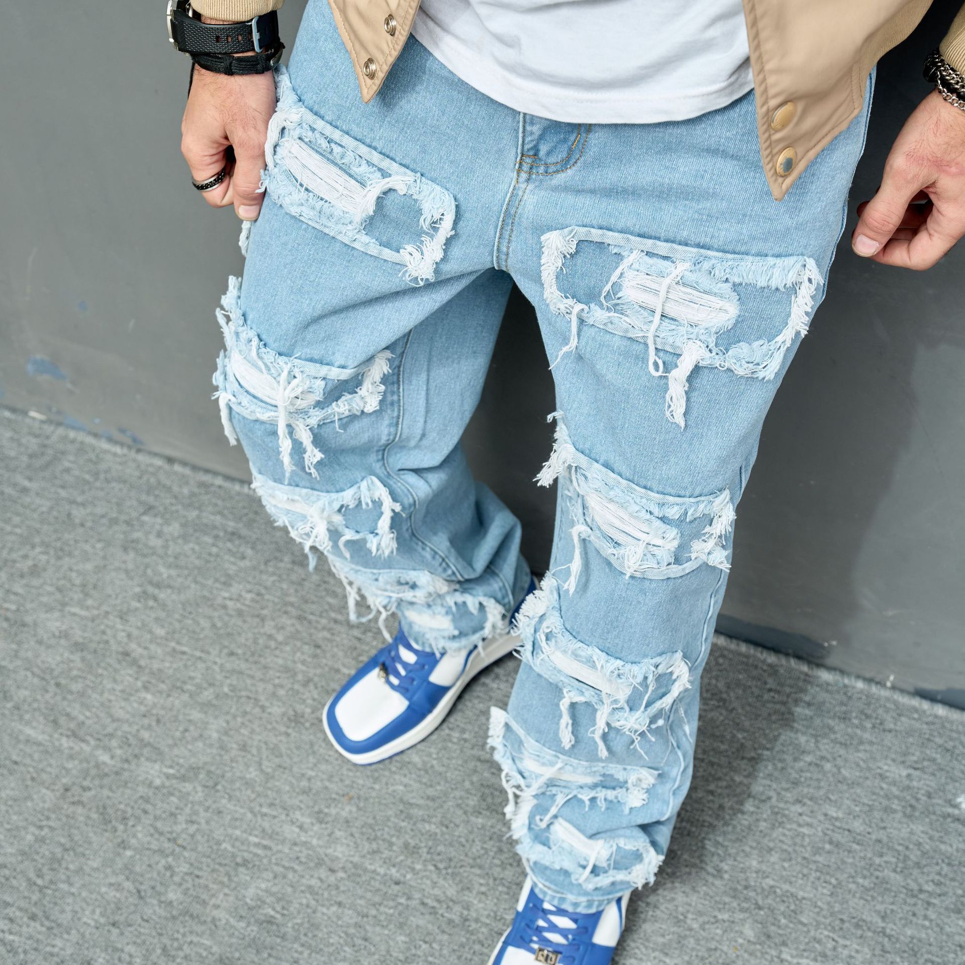 Men’s Worn Stretch Slim Fit Jeans — Mid Rise Denim