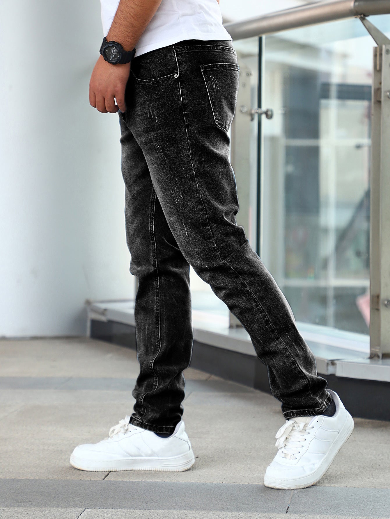 Men’s Gray Stretch Skinny Jeans — Slim Fit Denim