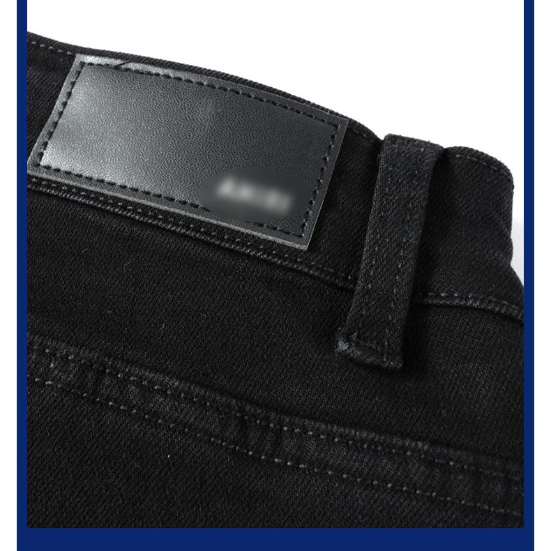 Black Patch Pleated Jeans Relaxed Fit Streetwear Me