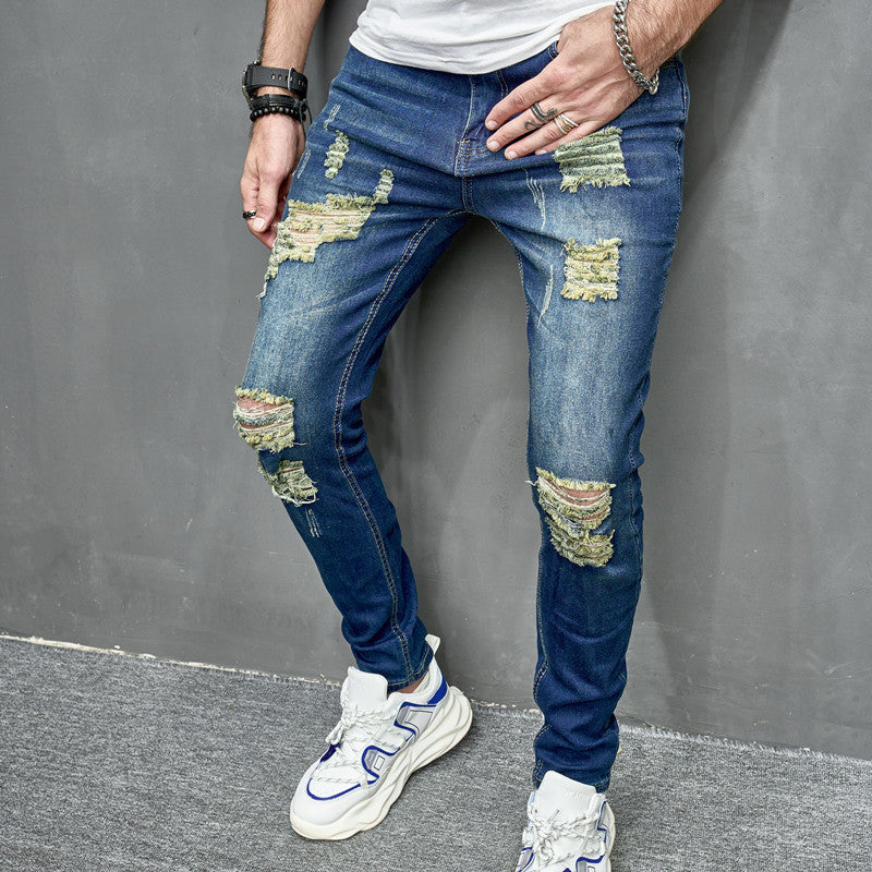 Men’s Distressed Slim Fit Jeans — Stretch Street Denim