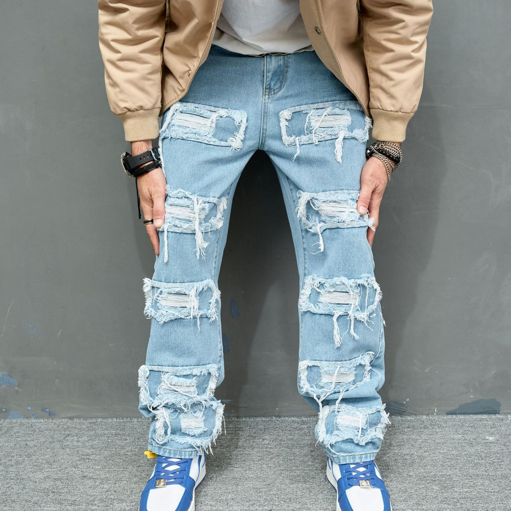 Men’s Worn Stretch Slim Fit Jeans — Mid Rise Denim