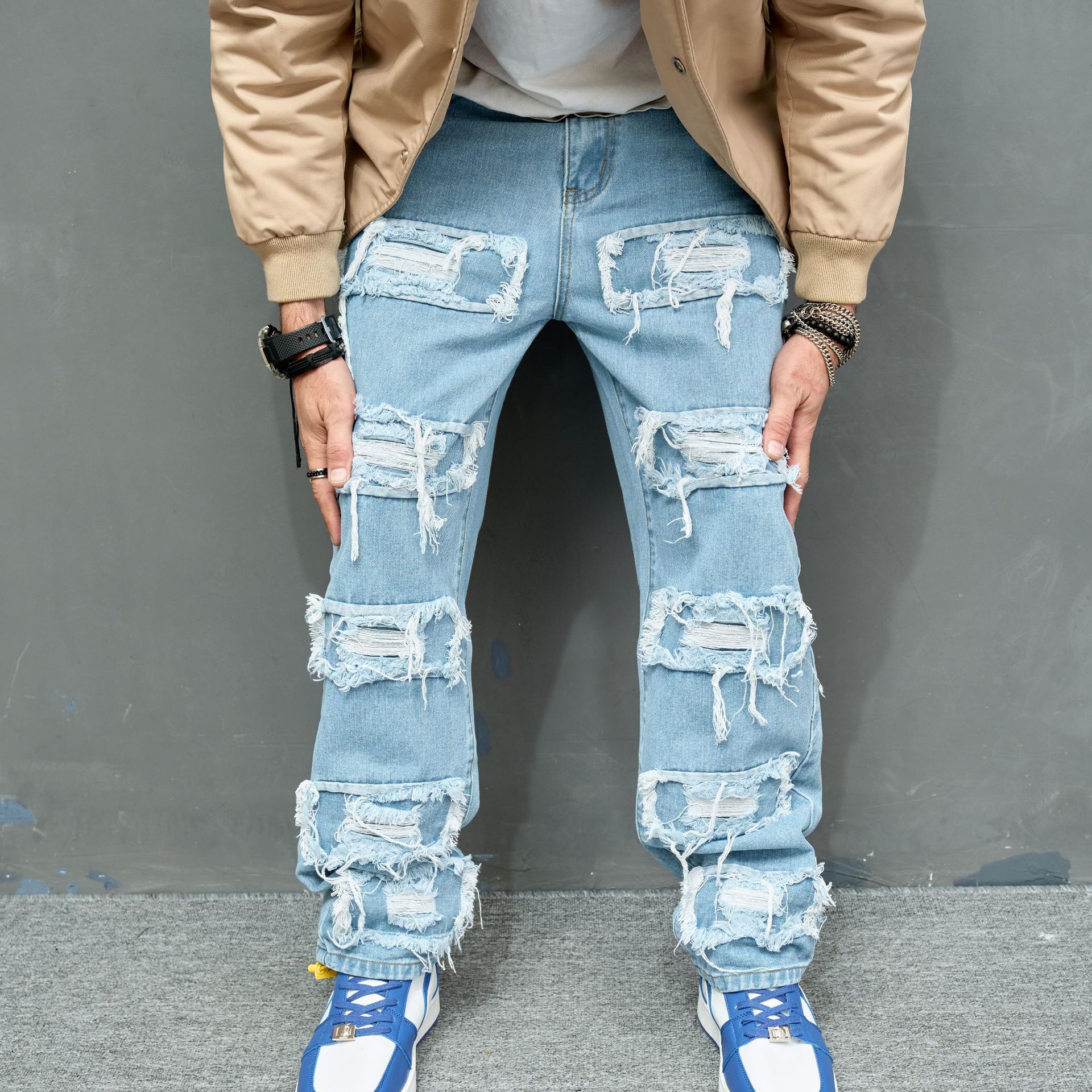 Men’s Worn Stretch Slim Fit Jeans — Mid Rise Denim