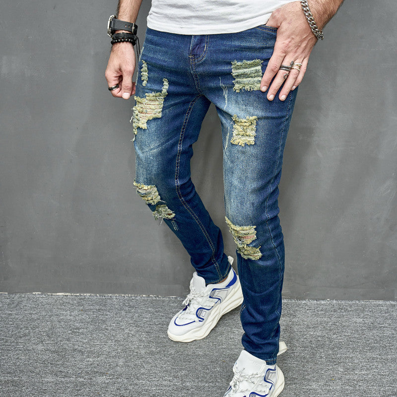 Men’s Distressed Slim Fit Jeans — Stretch Street Denim