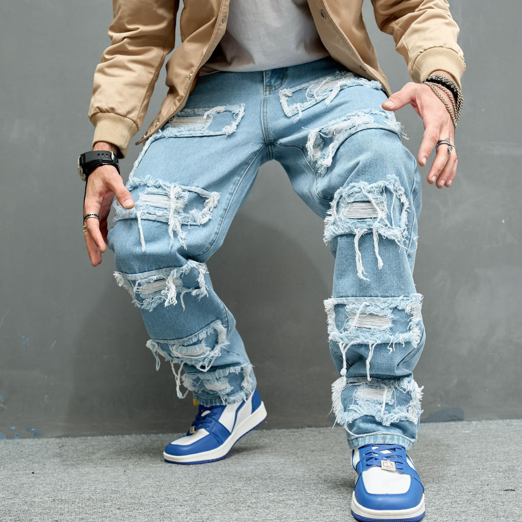 Men’s Worn Stretch Slim Fit Jeans — Mid Rise Denim