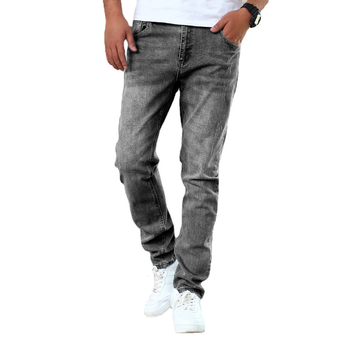 Men’s Gray Stretch Skinny Jeans — Slim Fit Denim