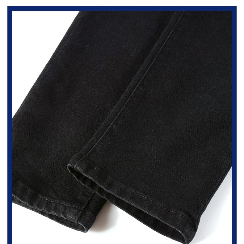 Black Patch Pleated Jeans Relaxed Fit Streetwear Me