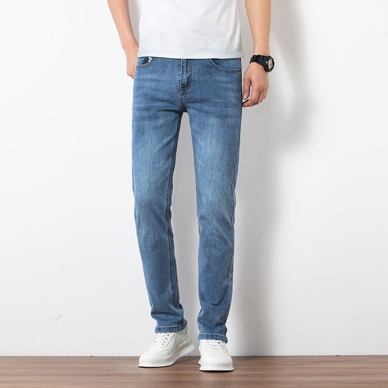 Men’s Loose Straight Fit Jeans — Elastic High Waist