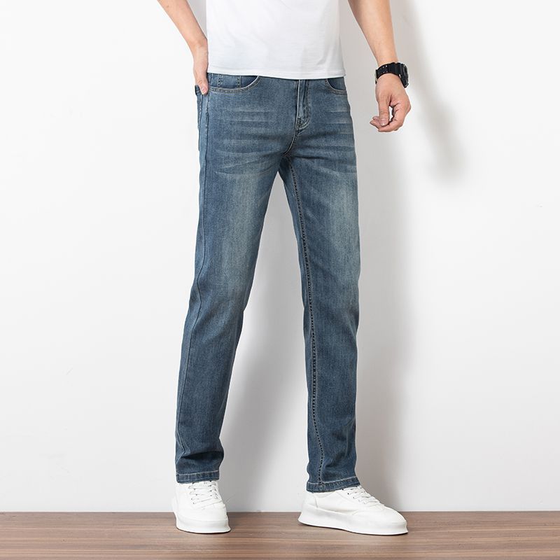 Men’s Loose Straight Fit Jeans — Elastic High Waist