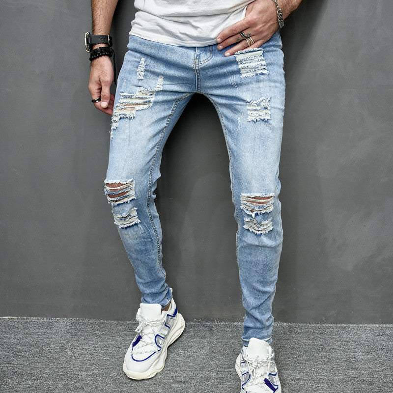Men’s Distressed Slim Fit Jeans — Stretch Street Denim