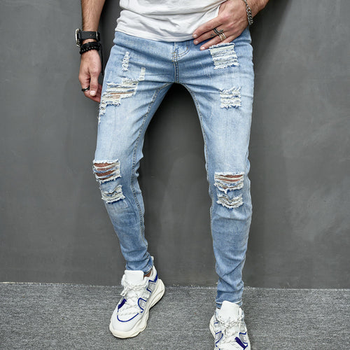 Men’s Distressed Slim Fit Jeans — Stretch Street Denim