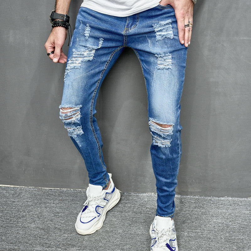 Men’s Distressed Slim Fit Jeans — Stretch Street Denim
