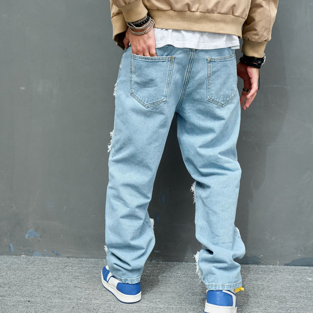 Men’s Worn Stretch Slim Fit Jeans — Mid Rise Denim