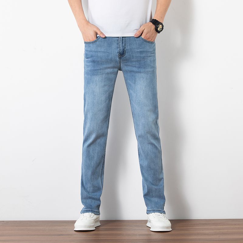 Men’s Loose Straight Fit Jeans — Elastic High Waist