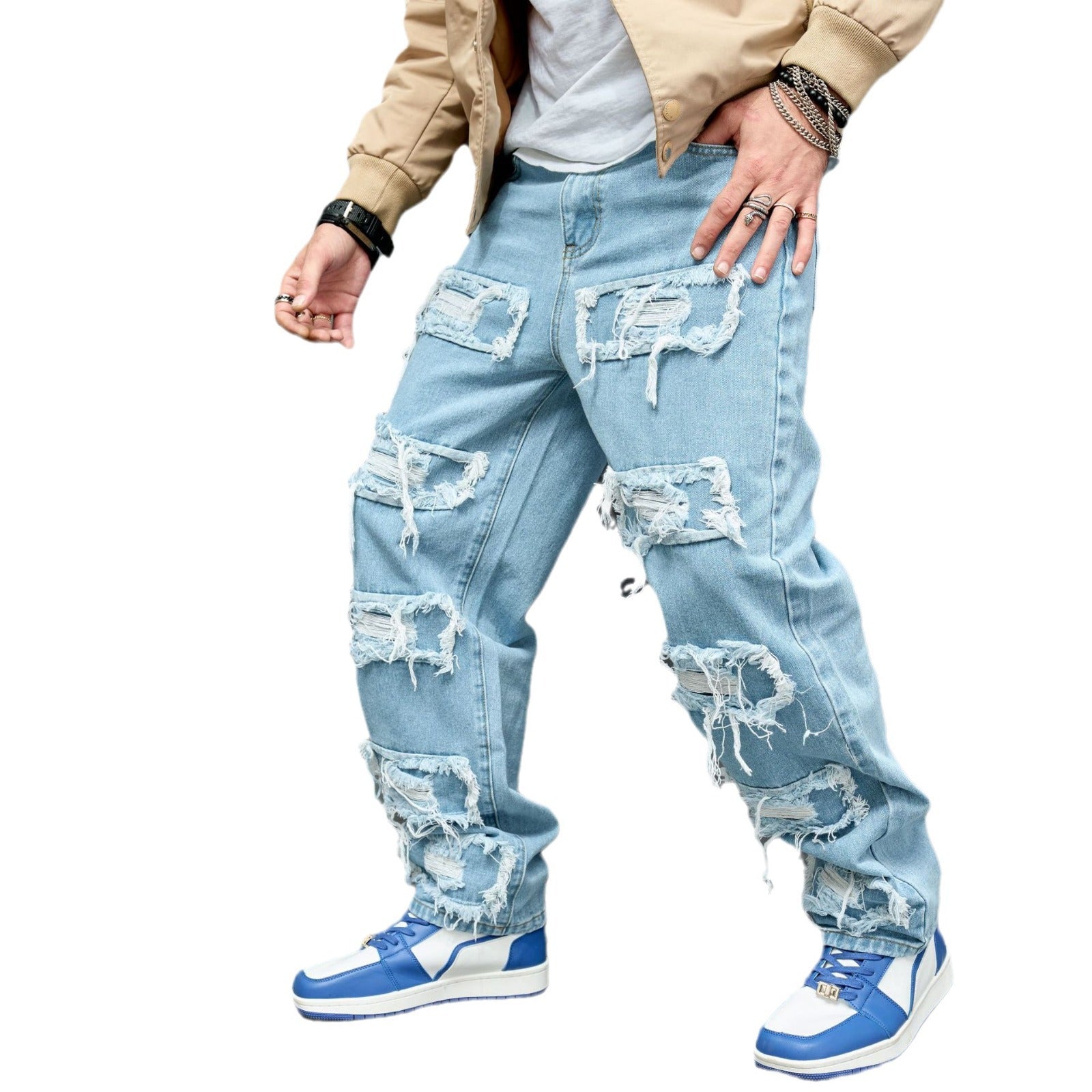 Men’s Worn Stretch Slim Fit Jeans — Mid Rise Denim