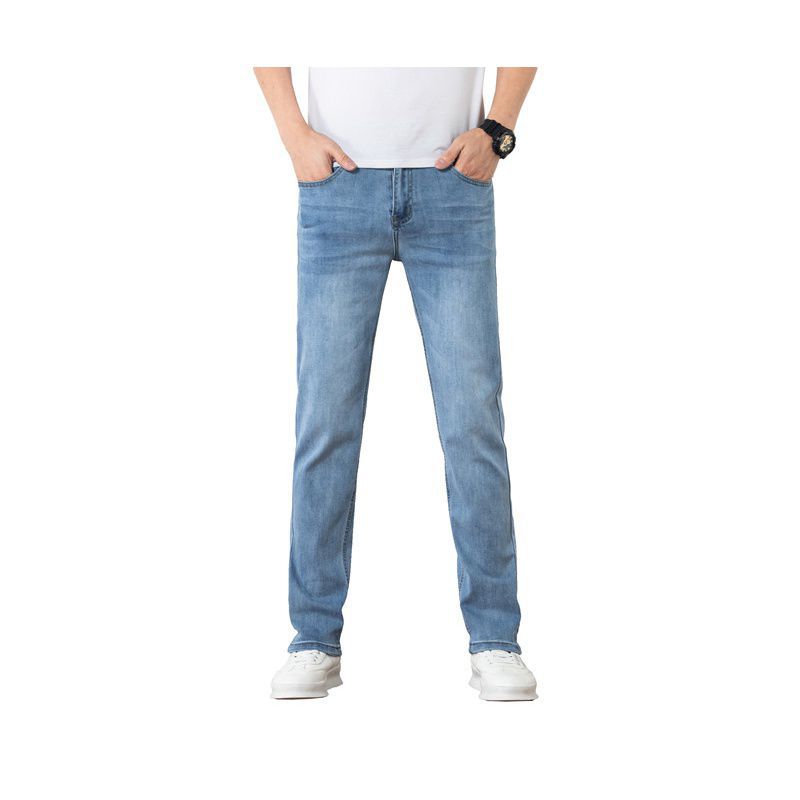 Men’s Loose Straight Fit Jeans — Elastic High Waist